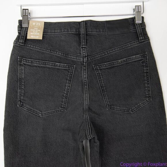 NEW Madewell High-Rise Slim Boyjean in Caton Wash‎ Ripped-Knee, 25 - Picture 6 of 16